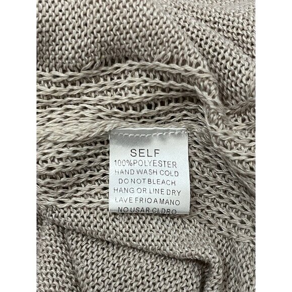 Easel Oversized Knitted Sweater Front Pocket Distressed Hems Size Medium Tan - Picture 8 of 11